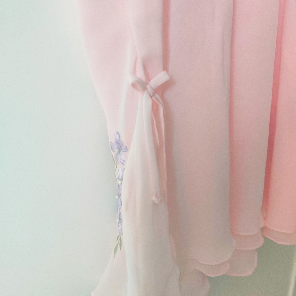 🧸 SOLD 🧸Baby Pink Cottagecore Floral Chiffon Top - Picture 9 of 11